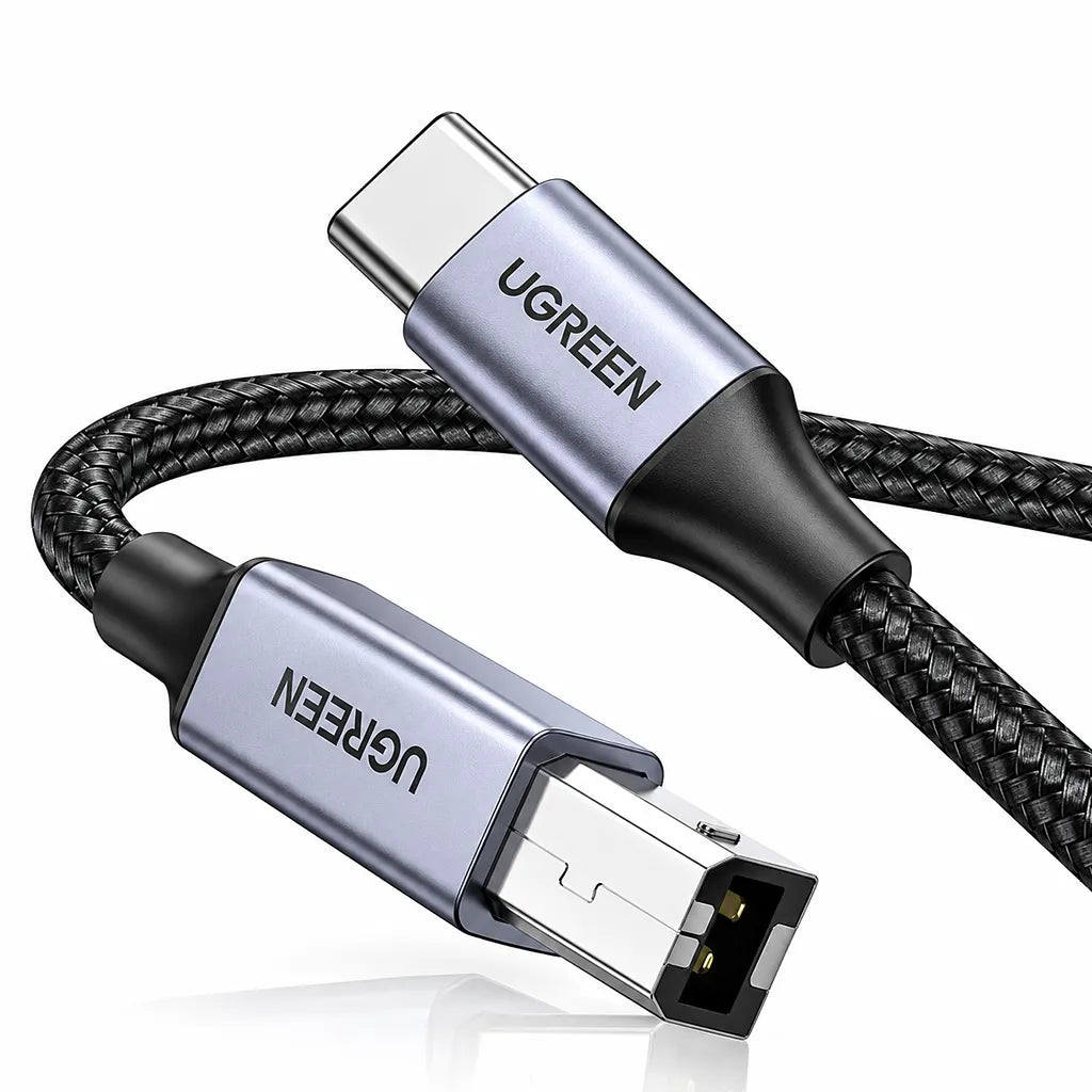 UGREEN US370 USB-C to USB-B 2.0 Printer Cable with aluminum alloy connectors and braided cord -tpstech.in