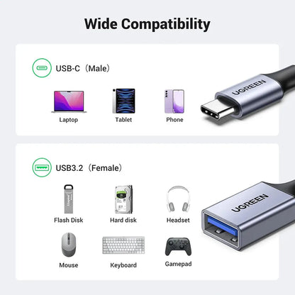 UGREEN US378 USB-C to USB-A 3.2 OTG Adapter broad compatibility with laptops tablets flash drives and peripherals -tpstech.in