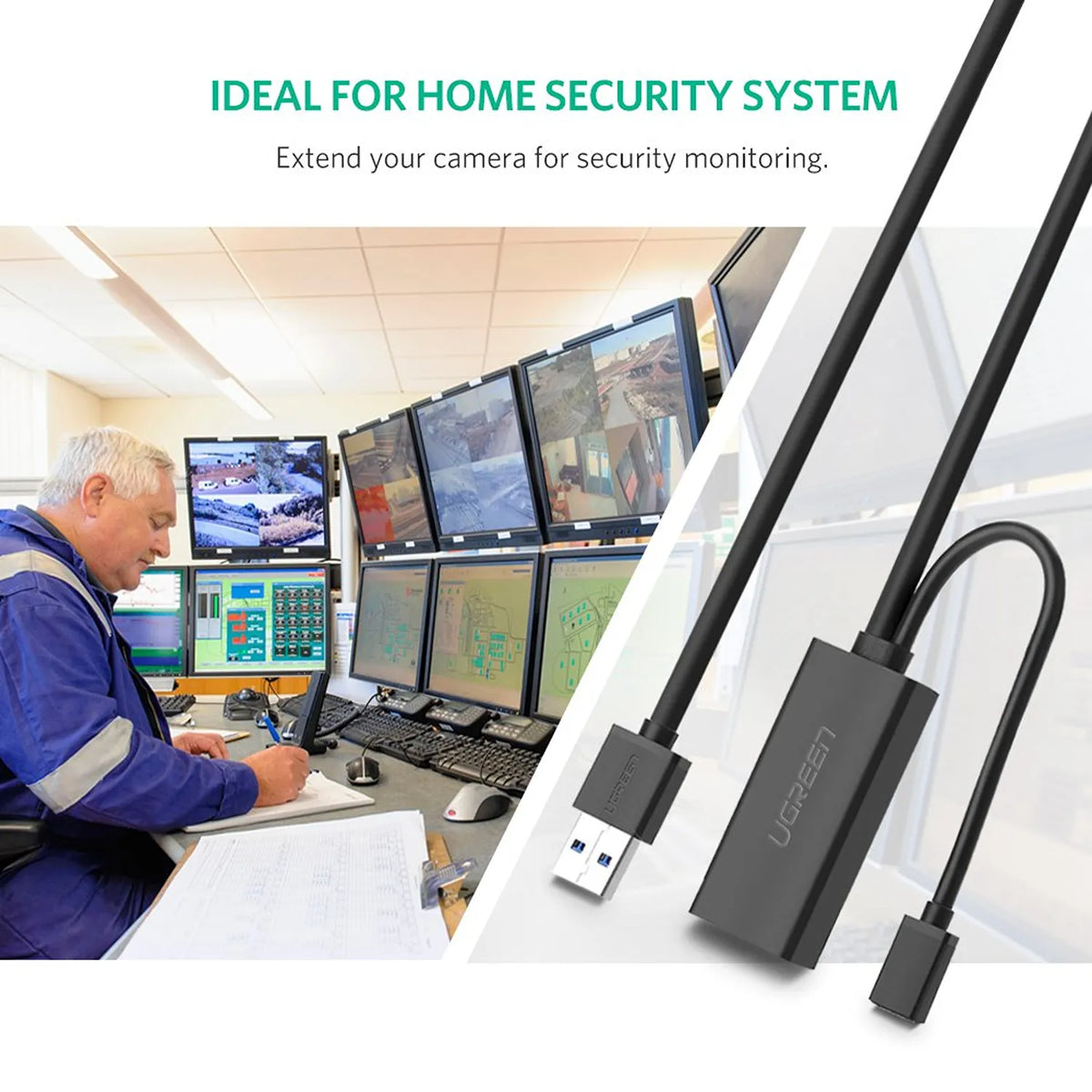 UGREEN USB 3.0 Active Extension Cable Ideal for CCTV Security Camera Monitoring -tpstech.in