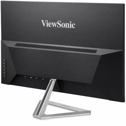Rear left angle view of ViewSonic VX2476-SMHD-3 24 inch IPS monitor with slim design and metal stand.