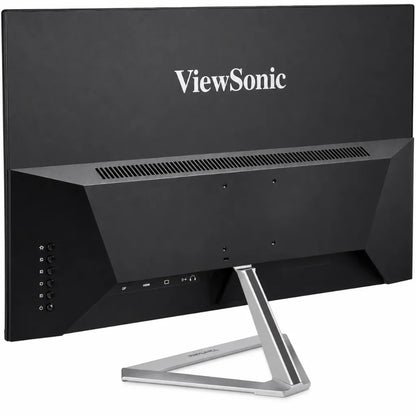 Rear right angle view of ViewSonic VX2476-SMHD-3 24 inch Full HD IPS monitor with modern ultra-slim design and stand.