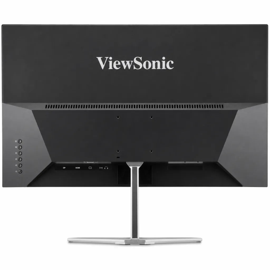 Back view of ViewSonic VX2476-SMHD-3 24 inch Full HD IPS monitor showing VESA mount and premium stand.