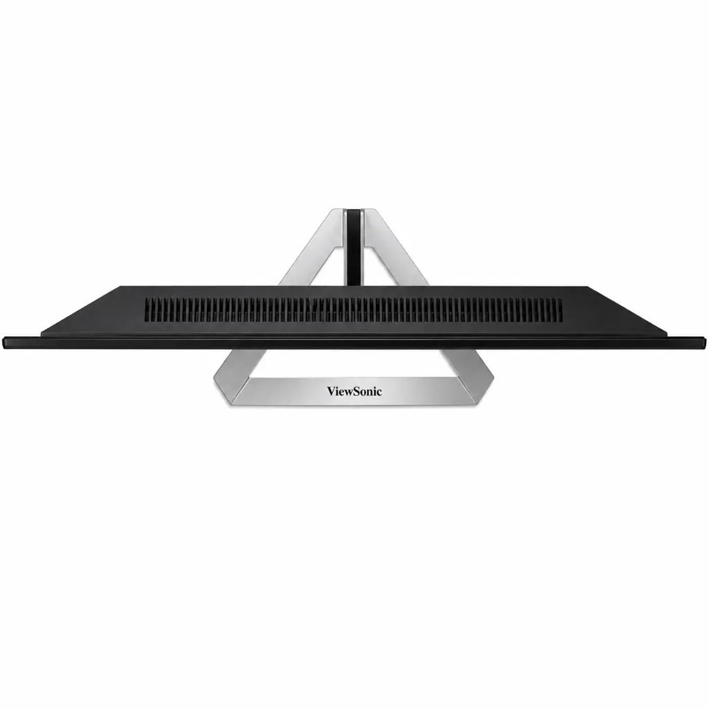 Top profile view of ViewSonic VX2476-SMHD-3 24 inch slim IPS monitor with ventilation design and premium metal stand.