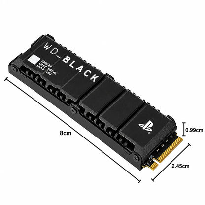WD BLACK SN850P 4TB NVMe SSD size dimensions diagram showing length width and height specifications -tpstech.in
