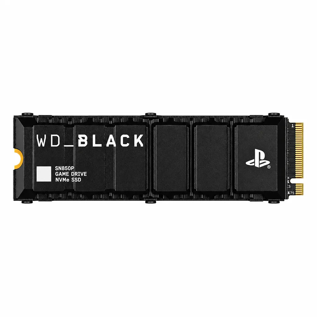WD BLACK SN850P 4TB NVMe SSD top down view with official PlayStation logo heatsink on white background -tpstech.in