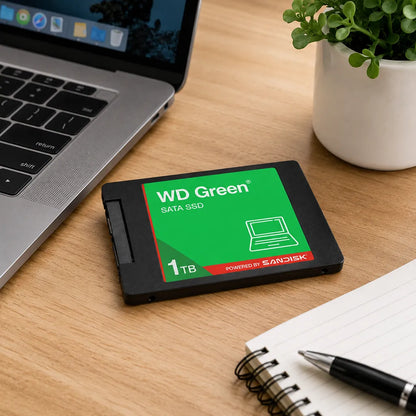 WD Green 1TB SATA SSD internal storage drive with laptop desk setup -tpstech.in