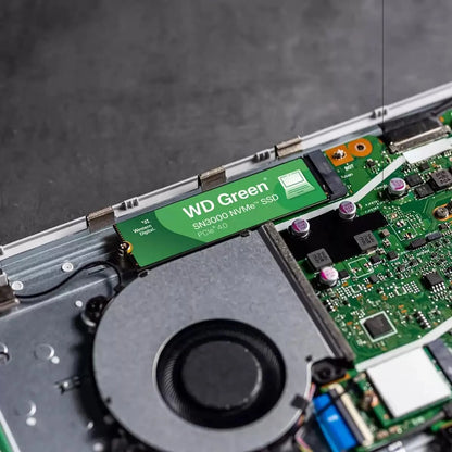 WD Green SN3000 1TB PCIe Gen4 M.2 2280 NVMe Internal SSD installed on a laptop motherboard -tpstech.in