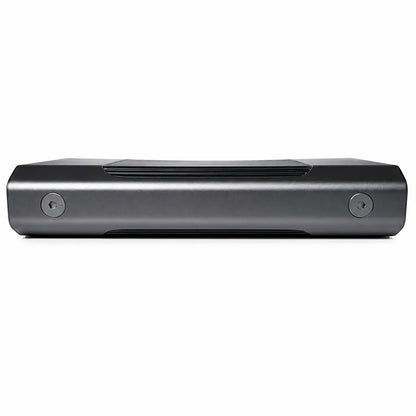 Side profile of the Western Digital G-DRIVE 18TB desktop external hard drive with premium stackable anodized aluminum enclosure.