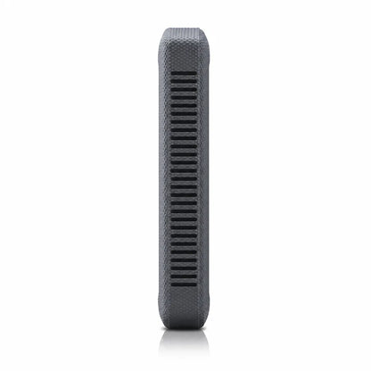 Side profile of the Western Digital G-DRIVE ArmorATD 2TB external hard drive showing rugged protective bumper design.