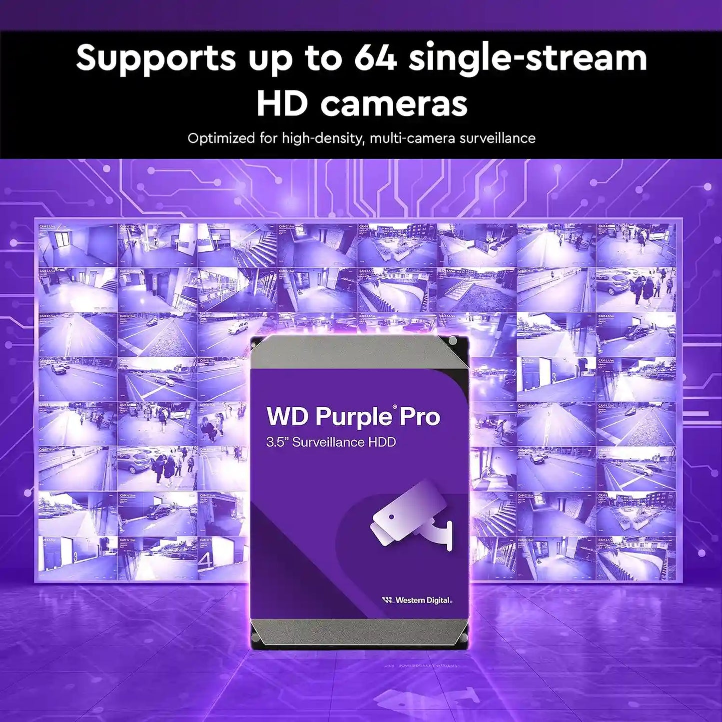 Western Digital Purple Pro 14TB surveillance HDD supporting up to 64 single-stream HD security cameras -tpstech.in