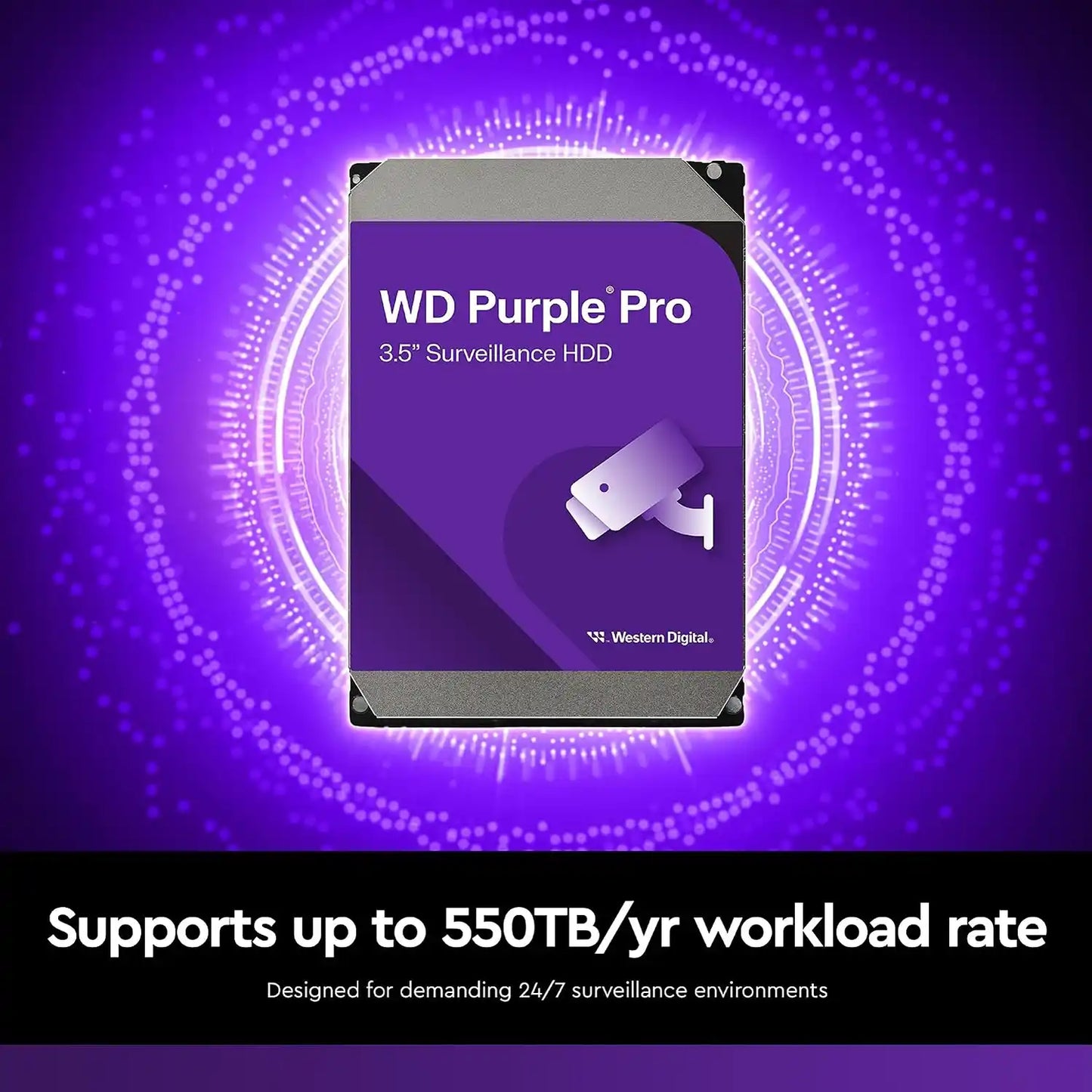 Western Digital Purple Pro 14TB surveillance hard drive engineered for 550TB per year heavy workload rates -tpstech.in