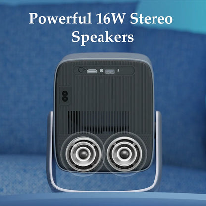 WZATCO Blaze Max projector rear view with powerful 16W stereo speakers -tpstech.in