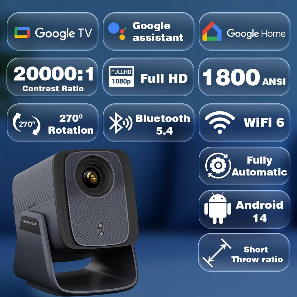 WZATCO Blaze Max Google TV projector with 1800 ANSI brightness, Full HD 1080p, WiFi 6 and Bluetooth 5.4 -tpstech.in