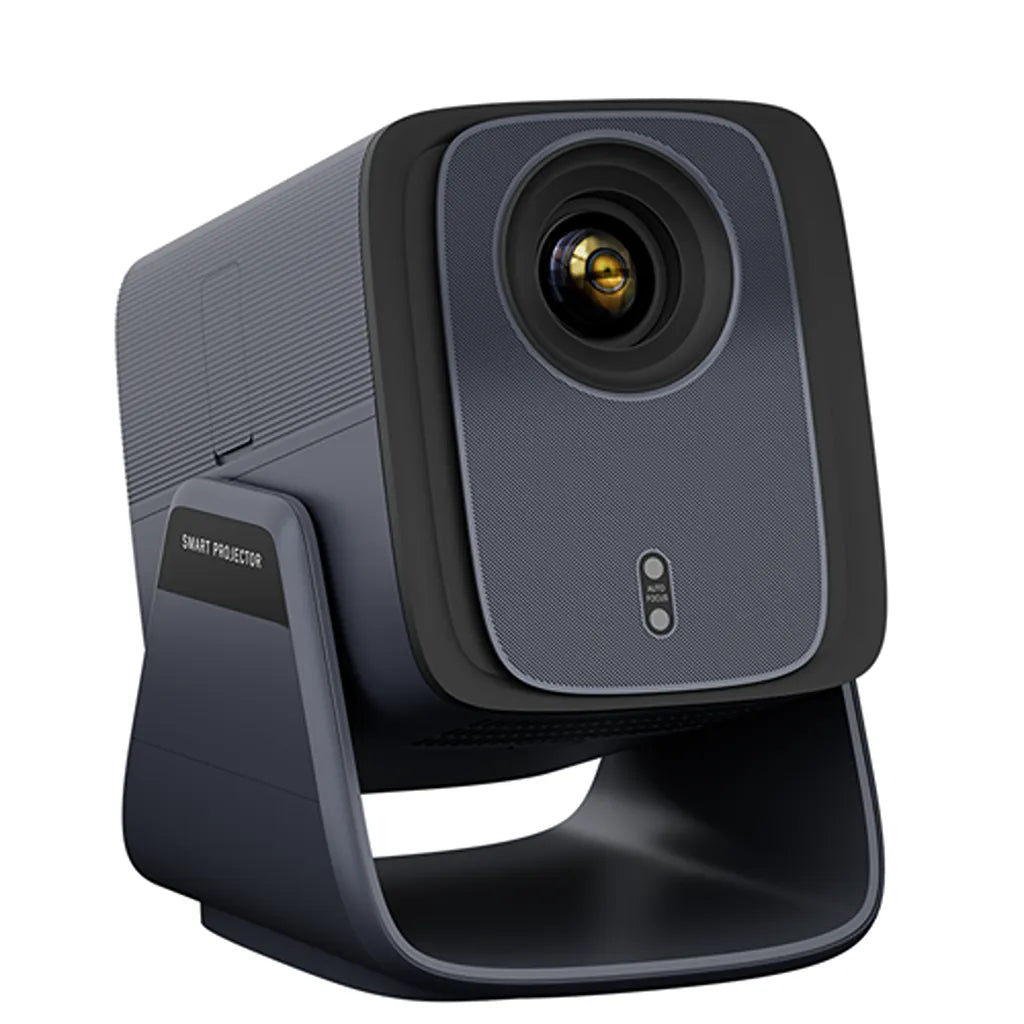 WZATCO Blaze Max Google TV short throw projector front view with adjustable stand -tpstech.in