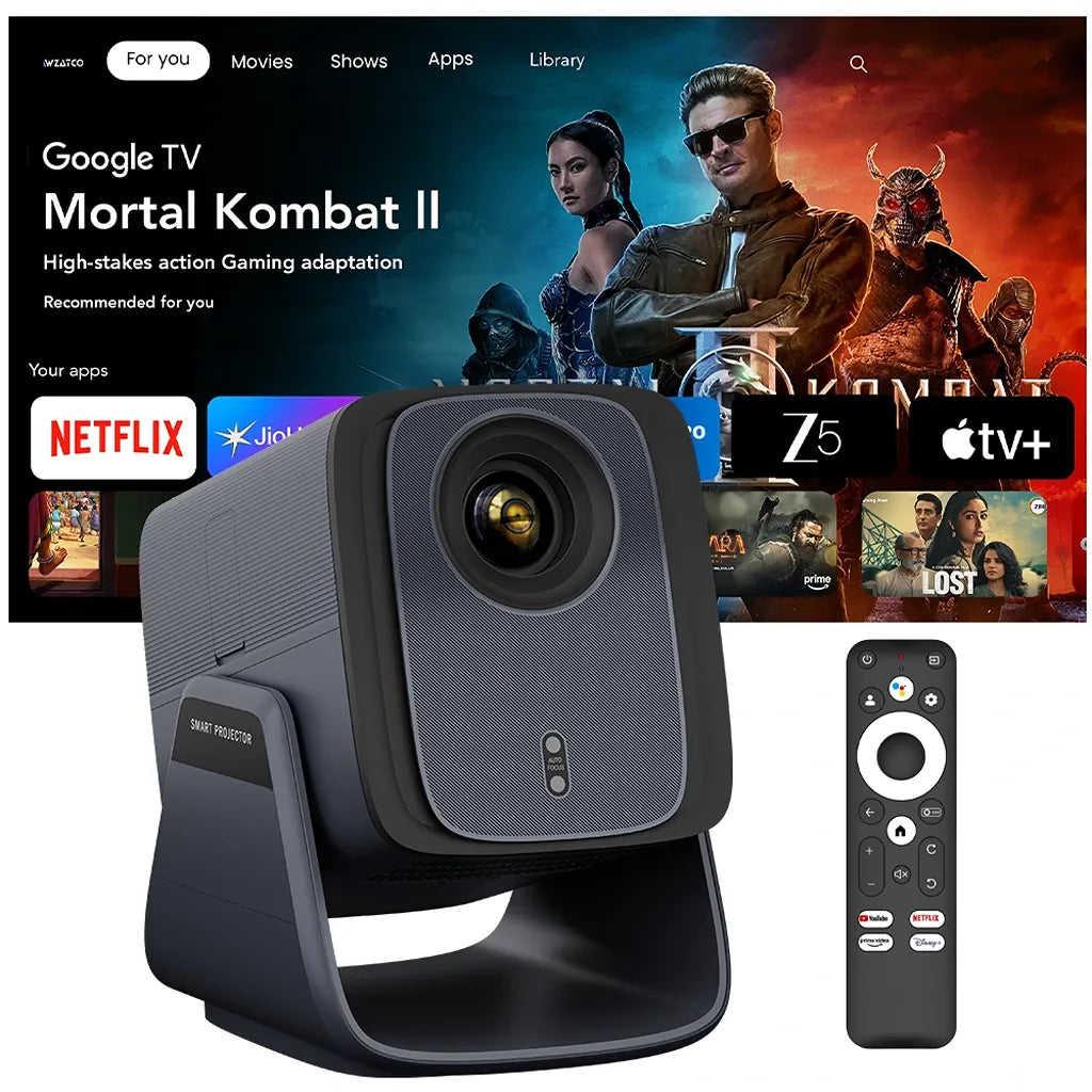 WZATCO Blaze Max Official Google TV smart projector with streaming apps and voice remote -tpstech.in