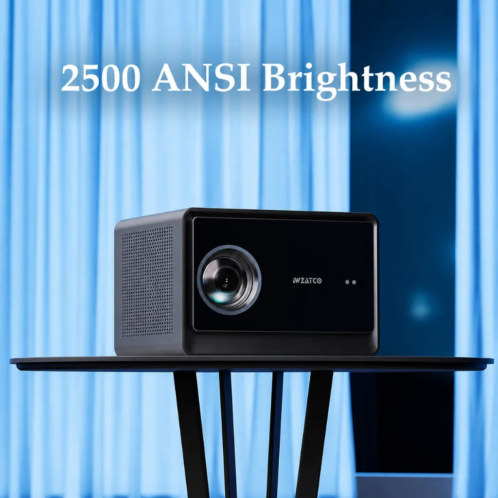 WZATCO Legend GT Smart Projector with 2500 ANSI brightness delivering bright and clear Full HD projection for home entertainment.