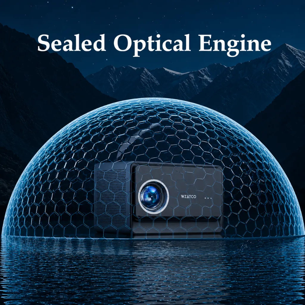 WZATCO Legend GT Smart Projector with advanced sealed optical engine for improved durability, dust protection and consistent image quality.