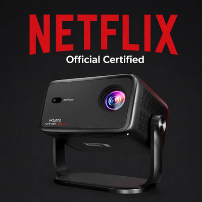 WZATCO Yuva Vibe Netflix Certified Smart Projector with Native Full HD 1080P resolution for home entertainment.