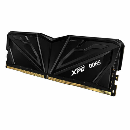 Right angle view of XPG ARMAX 16GB DDR5 RAM 5600MHz CL46 desktop memory with durable heat spreader.
