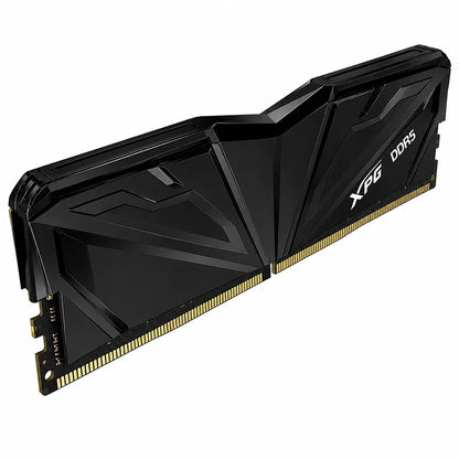 Top left perspective of XPG ARMAX 16GB DDR5 RAM 5600MHz CL46 desktop memory showcasing its geometric heatsink design.