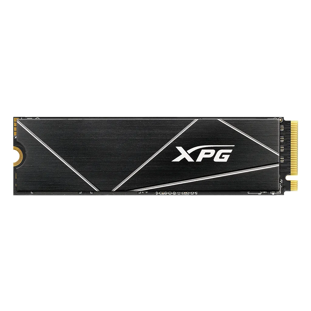 XPG GAMMIX S70 Blade 8TB PCIe Gen4 NVMe M.2 2280 SSD front view with black aluminum heatsink on a white background.