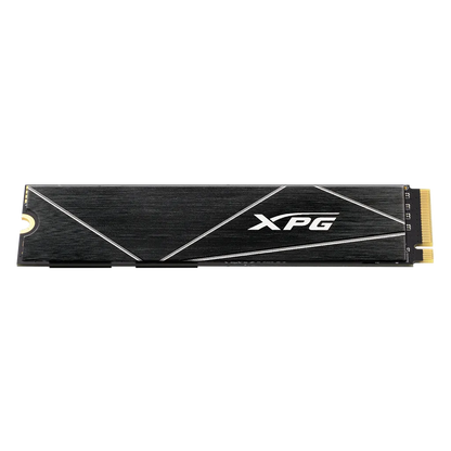 Top view of XPG GAMMIX S70 Blade 8TB PCIe Gen4 NVMe M.2 2280 SSD with brushed black heatsink and XPG branding.