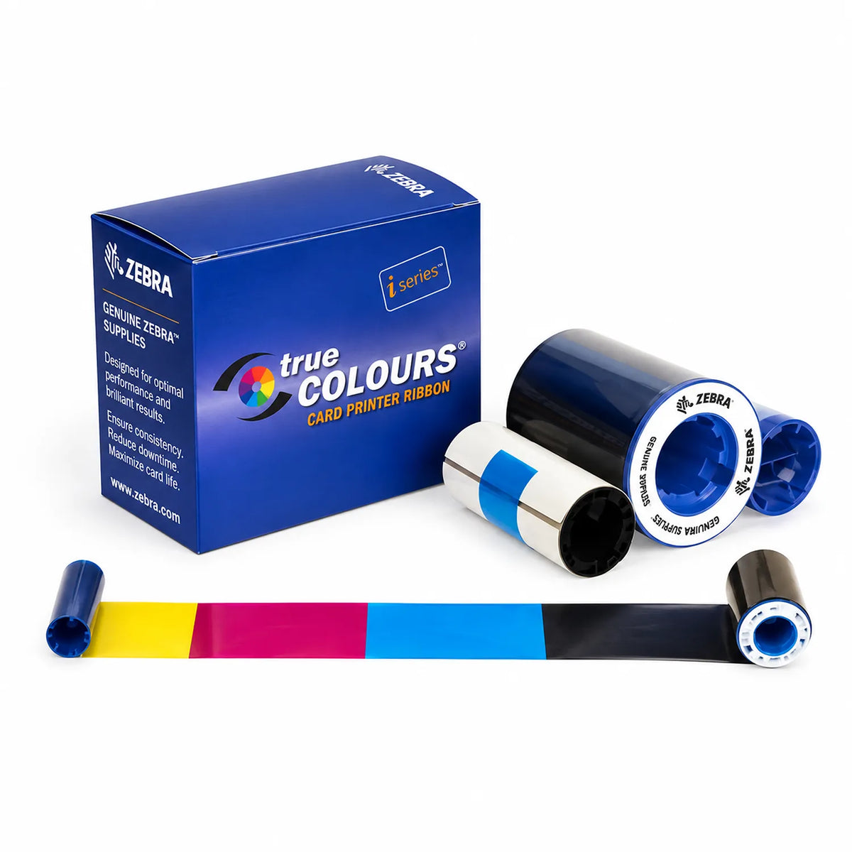 Zebra 800015-440IN YMCKO card printer ribbon full view with color panels-tpstech.in