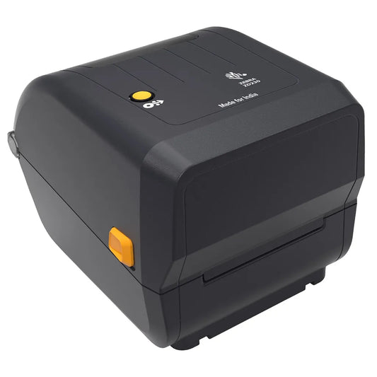 Zebra ZD230T 4-inch Thermal Desktop Printer front angle view with compact desktop label printer design for barcode and shipping labels -tpstech.in