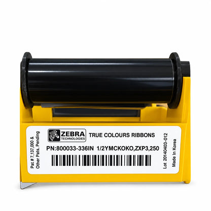Zebra ZXP3 800033-336IN half panel YMCKOK colour ribbon front view -tpstech.in