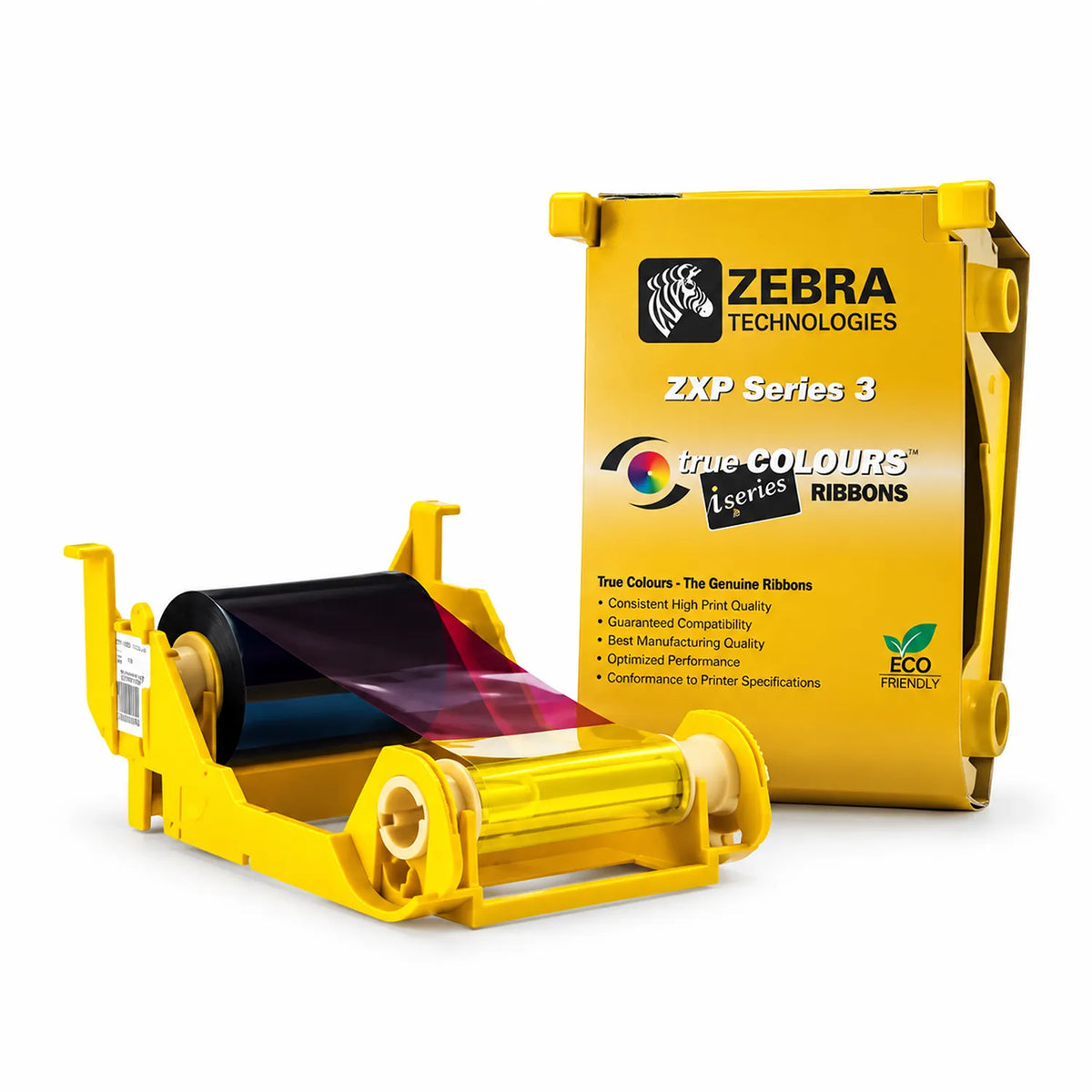 Zebra ZXP3 800033-340IN YMCKO color ribbon cartridge front view for ZXP Series 3 printer -tpstech.in