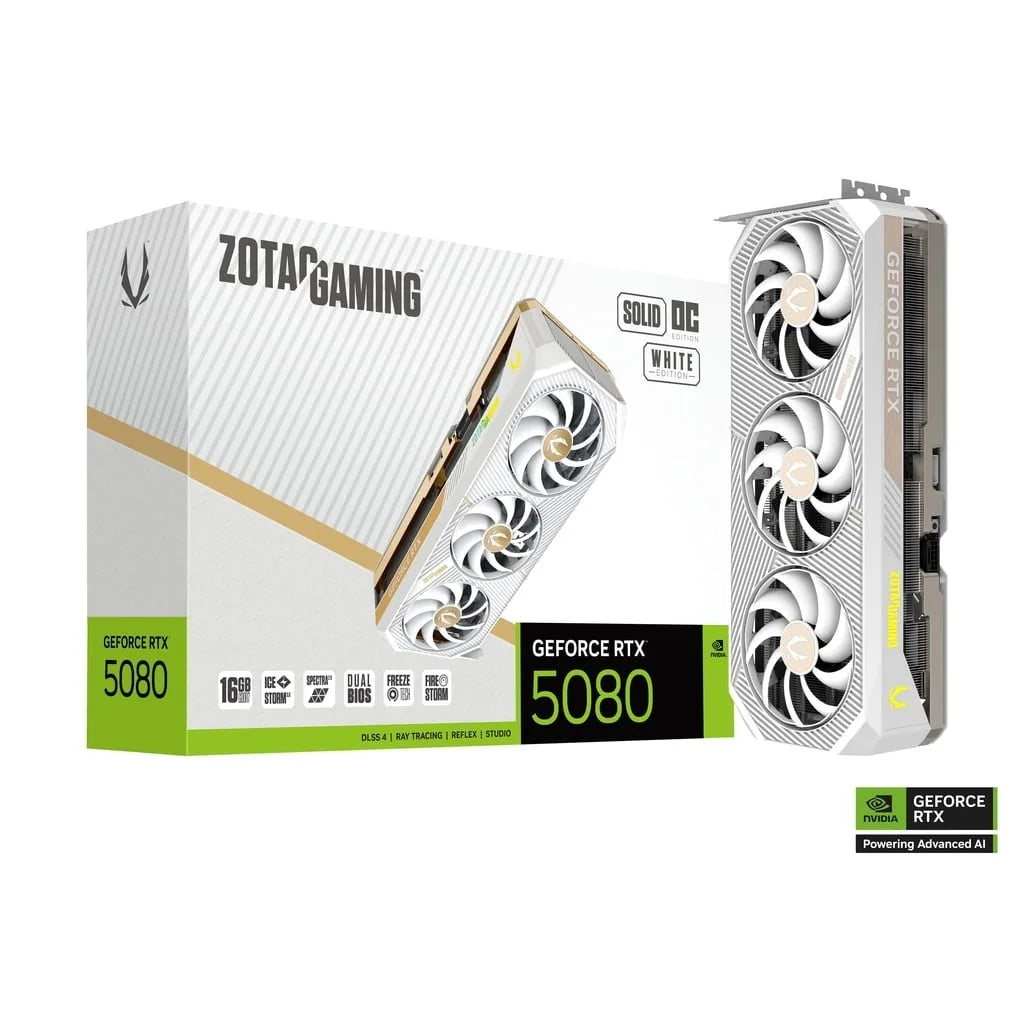 ZOTAC GAMING GeForce RTX 5080 SOLID OC White Edition GDDR7 Graphics Card