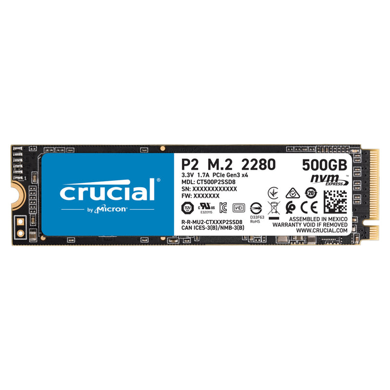 Crucial P2 SSD 500GB M.2 2280 NVMe PCIe Gen 3 Internal Solid State Drive
