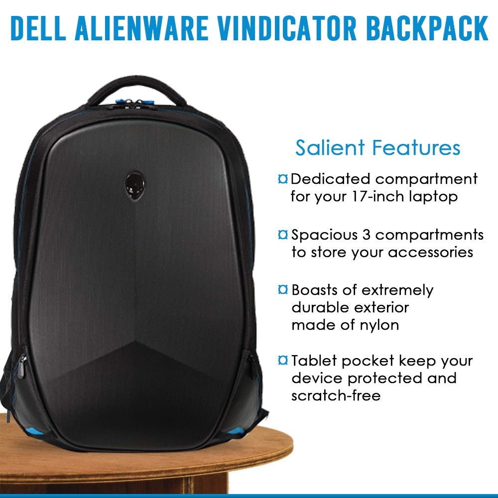 Dell Alienware Vindicator 17 AWV17BP2.0 गेमिंग लैपटॉप बैकपैक वाटर रेज़िस्टेंट एक्सटीरियर के साथ