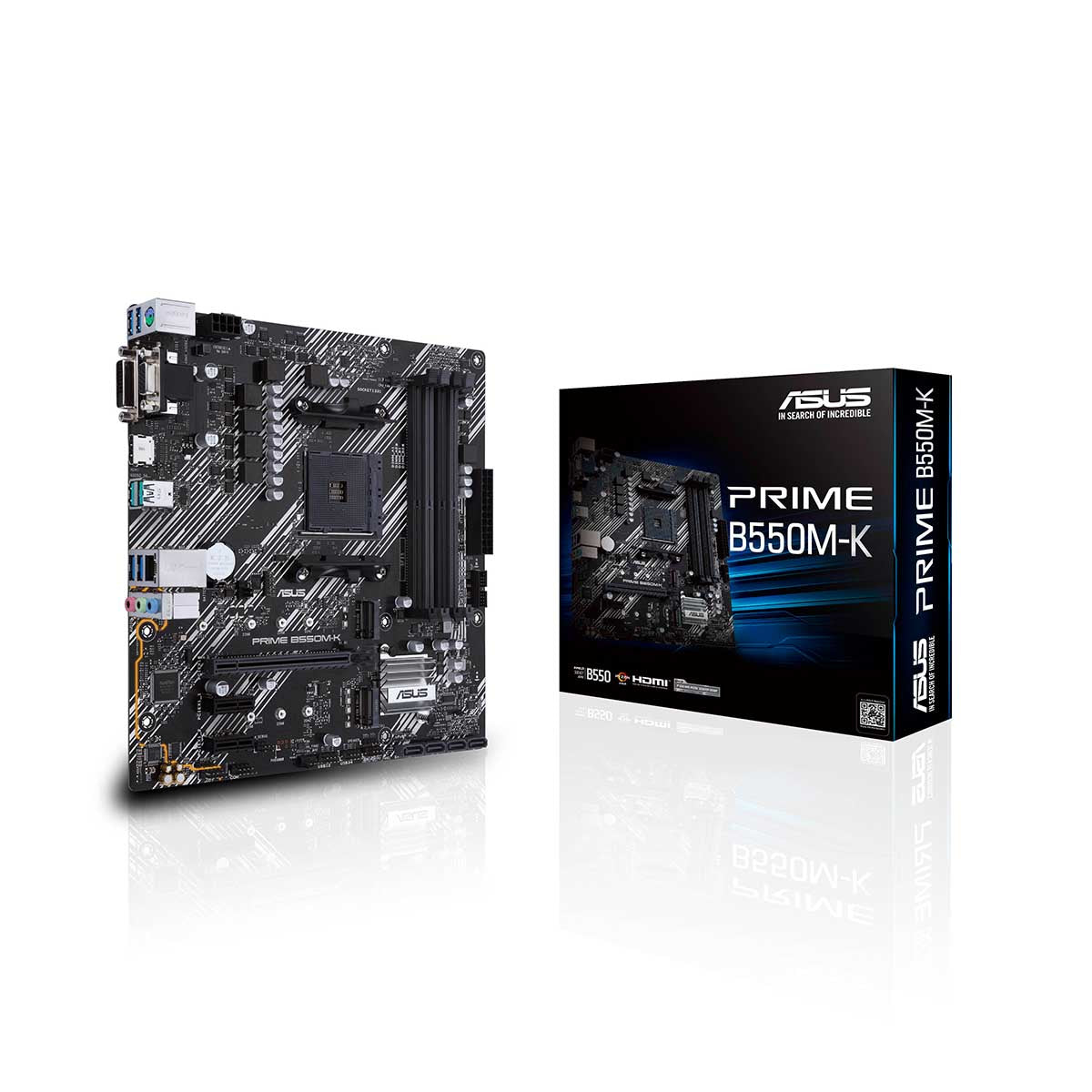 ASUS B550 प्राइम B550M-K AMD A4 mATX मदरबोर्ड PCIe 4.0 ड्युअल M.2 और ऑरा सिंक के साथ