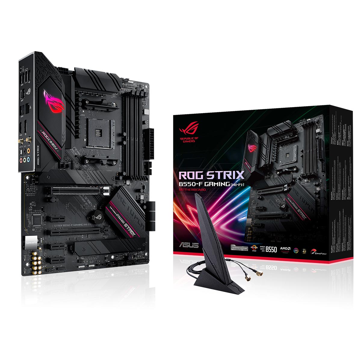 ASUS ROG STRIX B550-F AMD AM4 ATX गेमिंग WIFI मदरबोर्ड PCIe 4.0 और AI नेटवर्किंग के साथ