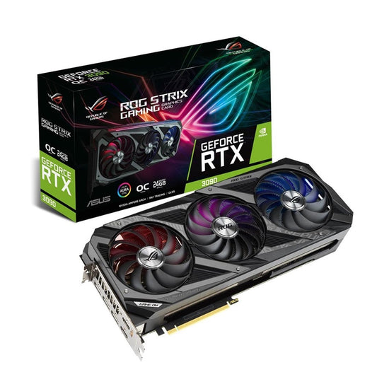 ASUS ROG STRIX NVIDIA GeForce RTX 3090 OC एडिशन नॉन LHR ग्राफ़िक्स कार्ड GDDR6X 24GB 384-बिट DLSS AI रेंडरिंग के साथ