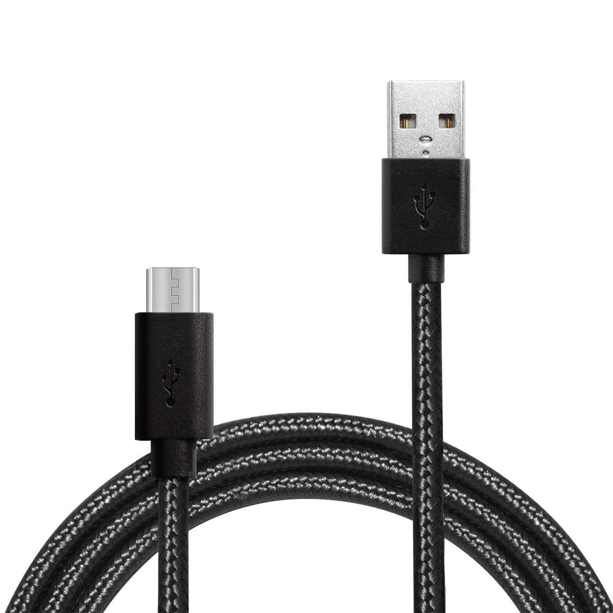 ADATA 2.4A फ़ास्ट चार्जिंग नायलॉन ब्रेडेड माइक्रो-USB सिंक और चार्ज केबल रिवर्सिबल डिज़ाइन के साथ - काला