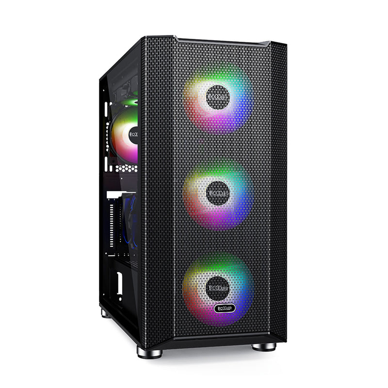PCCOOLER Diamond MA200 Mesh ATX Mid-Tower Gaming Cabinet with Tempered Glass Side Panel and Dust Filters - Black