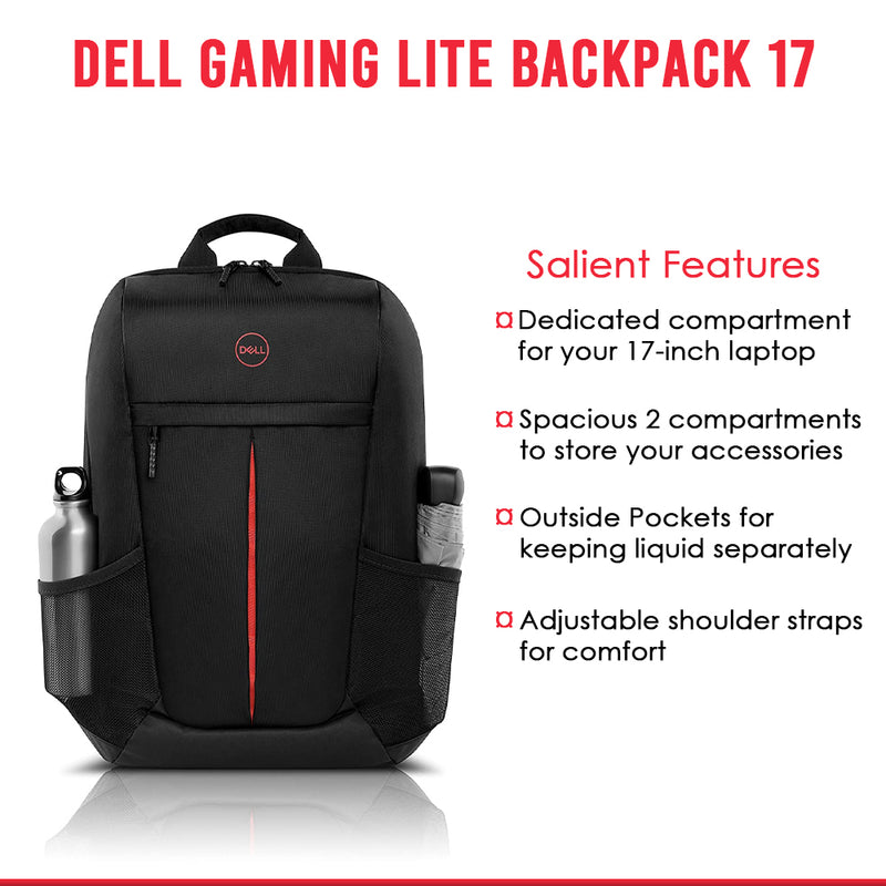 Dell Gaming Lite Laptop Backpack 17 GM1720PE with Water Resistant Exterior and Mesh Padding