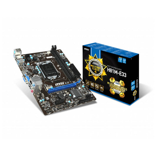 MSI H81M-E33 LGA 1150 Socket M-ATX Motherboard with USB 3.0 and Fast Boot