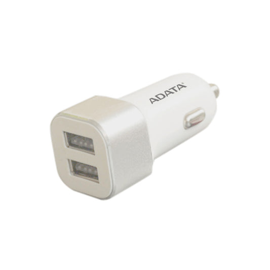 ADATA ADW-CC21 डुअल USB पोर्ट 2.4A कार चार्जर ओवर-टेम्परेचर प्रोटेक्शन के साथ - सफ़ेद