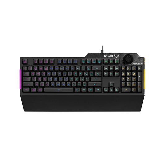ASUS TUF K1 Gaming RGB Spill-Resistant Keyboard with Dedicated Volume Knob and Detachable Wrist Rest