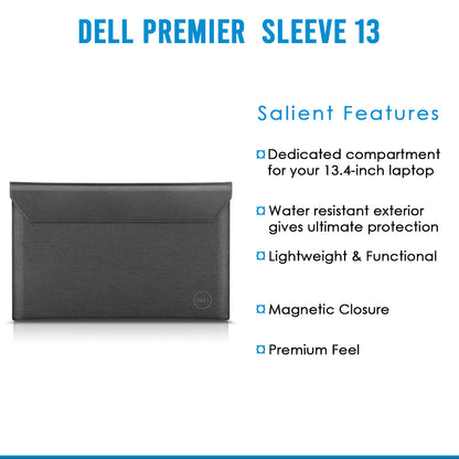 Dell Premier Laptop Sleeve 15 PE1521VX with Water Resistant Exterior and Magnetic Closure