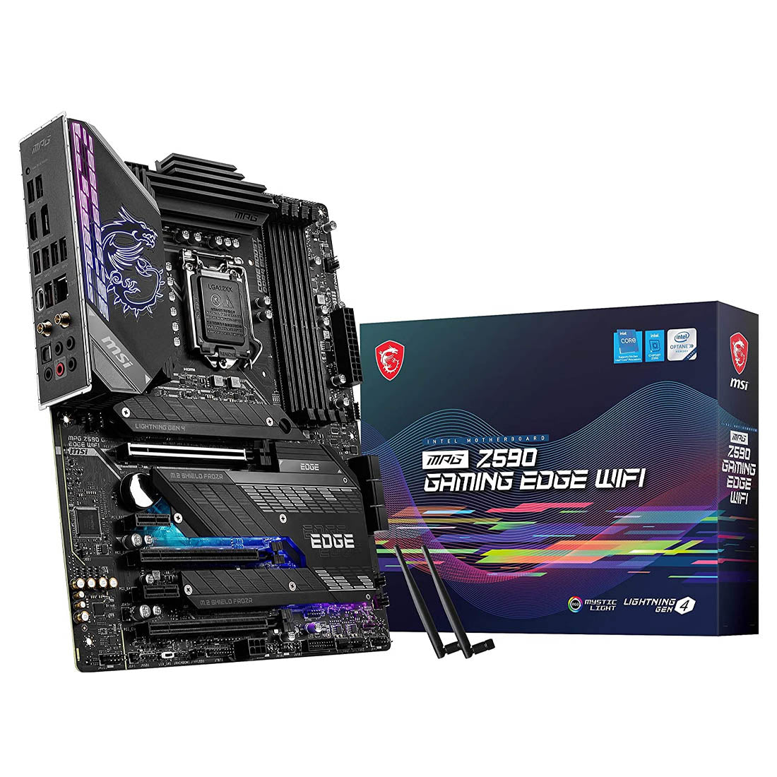 MSI MPG Z590 Gaming Edge WiFi LGA 1200 ATX Motherboard with WiFi 6E Antenna and Frozr AI Cooling