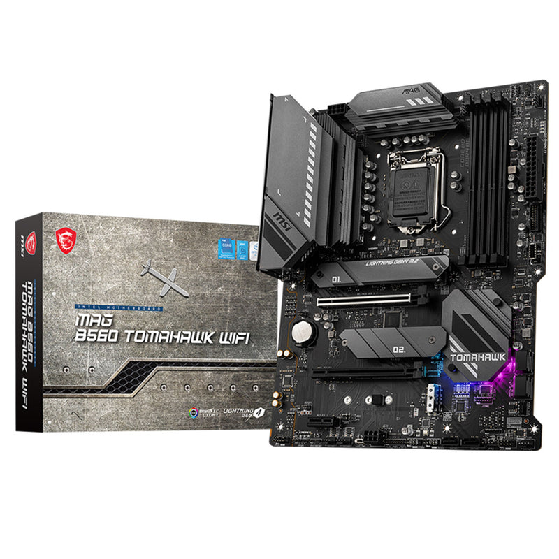 MSI MAG B560 TOMAHAWK WIFI LGA 1200 ATX Gaming Motherboard with Intel WiFi 6E PCIe 4.0 and Frozr AI Cooling