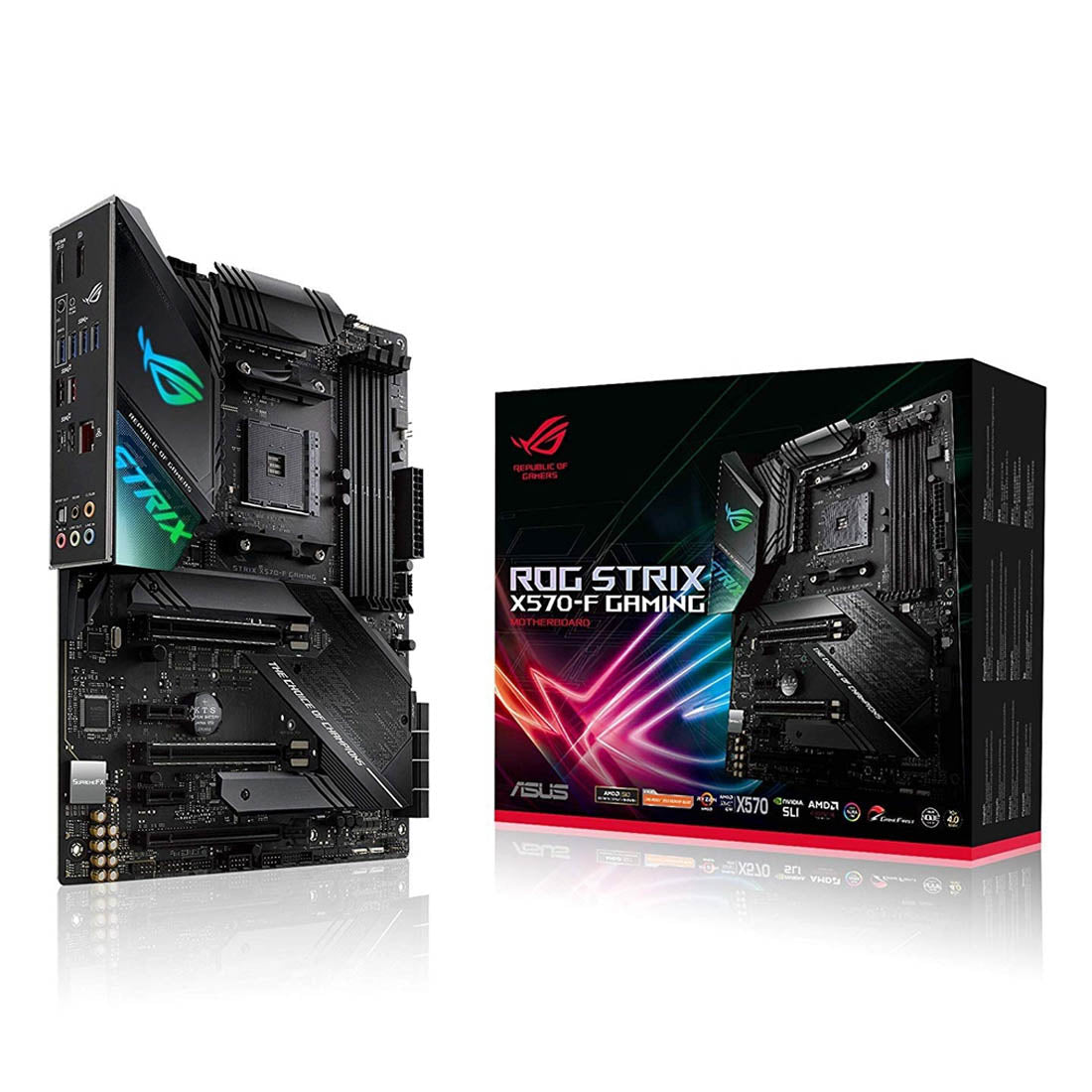 [रिपैक्ड] ASUS ROG STRIX X570-F AMD AM4 ATX गेमिंग मदरबोर्ड PCIe 4.0 Aura Sync और डुअल M.2 के साथ