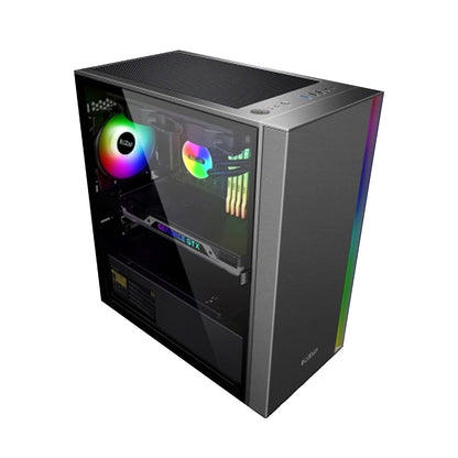 PCCOOLER Platinum LM300 ARGB M-ATX Mid-Tower Gaming Cabinet with Tempered Glass Side Panel and Dust Filters - Black