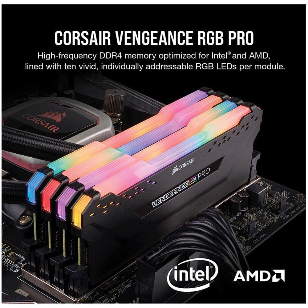 Corsair Vengeance RGB Pro 64GB (2x32GB) DDR4 RAM 3600MHz CL18 Desktop Gaming Memory