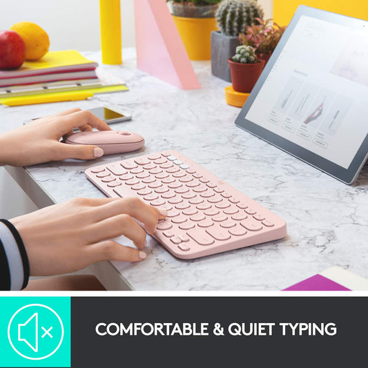 Logitech K380 Bluetooth Wireless Multi-Device Rose Keyboard with Up to 3 Devices Connectivity and 2 Year Battery Life