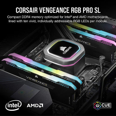 Corsair Vengeance RGB Pro SL 16GB (2x8GB) DDR4 RAM 3600MHz CL18 Desktop Gaming Memory